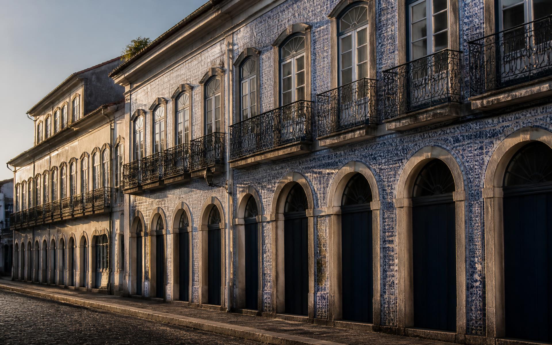 Casario histórico de São Luís do Maranhão com azulejos portugueses ao entardecer
